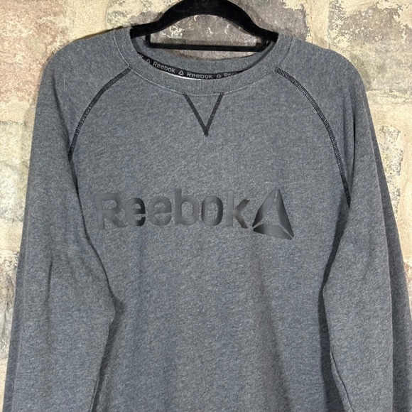 Reebok Gray Logo Sweatshirt Crew Neck Long Sleeve Athleisure Men's Size‎ Large - Picture 2 of 13